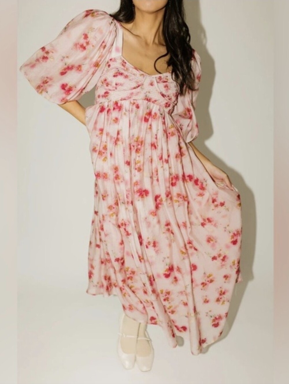 💕Zoco Bohemian Light Pink Floral Midi Dress💕